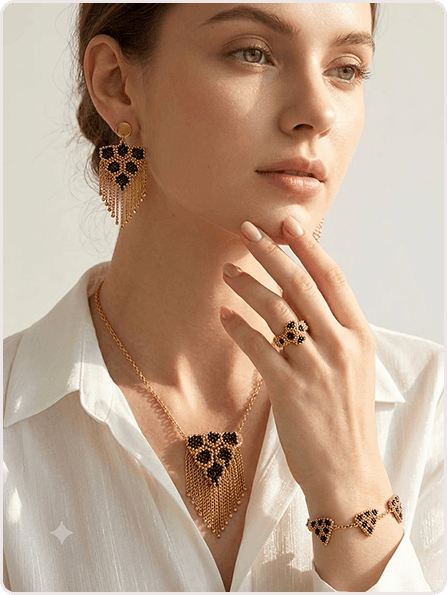 Model wearing Vera jewelry